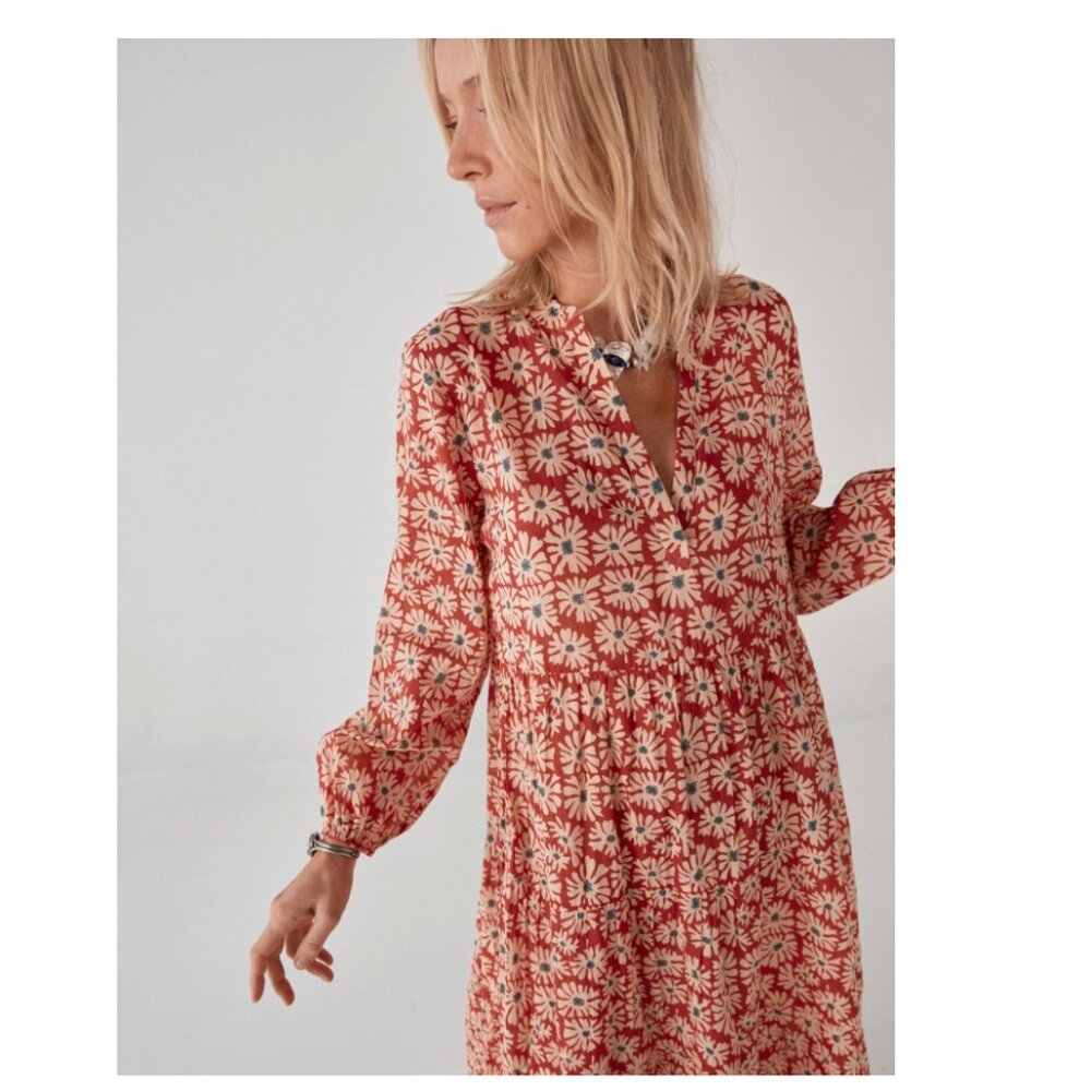 NWT Maison Hotel Elodie Las Dalia Floral Long Sleeve Dress 100% Cotton